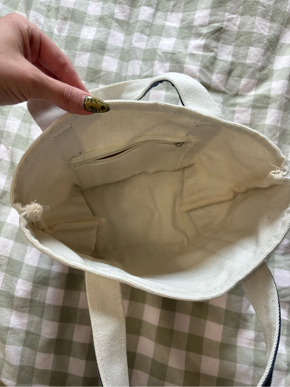 Mini Stonewall Kitchen Small Canvas Tote in Cream and Navy